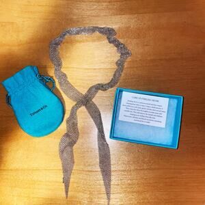 Authentic Tiffany & Co Elsa Peretti Sterling Silver Tie Mesh Scarf Necklace 34"